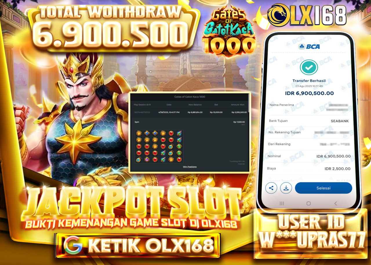 W***UPRAS77 JACKPOT GATES OF GATOT KACA 1000 Rp.6.900.500 - LUNAS